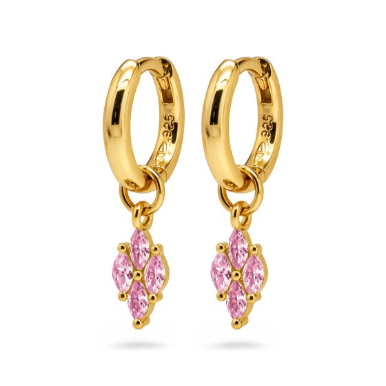Karma Oorhangers Ruit Zirkonias Licht Roze