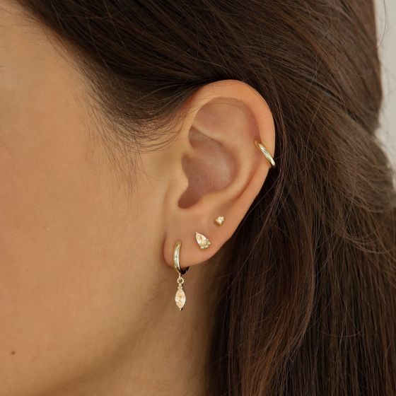Karma Oorknoppen Zirconia Symbols Droplet Goldplated Champaign