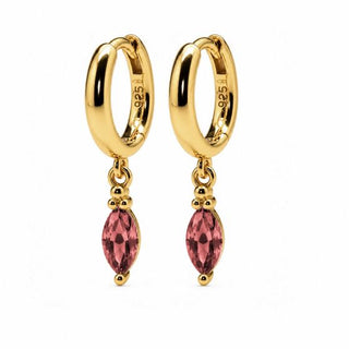 Kopen wine-red Karma Oorhangers Hinged Hoops Flore Zirconia Goldplated