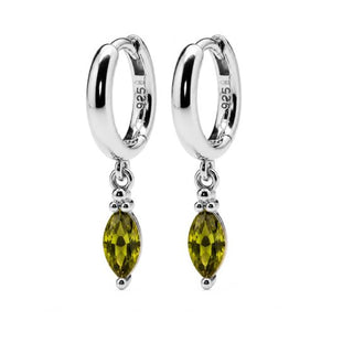 Kopen olive-green Karma Oorhangers Hinged Hoops Flore Zirconia Zilver