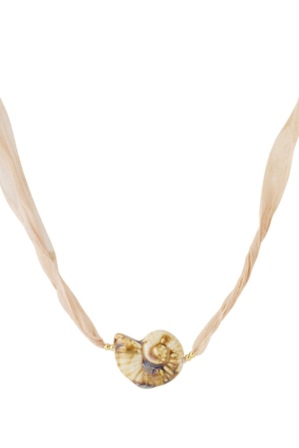 Bijoutheek Collier Bandana Stof Slak Schelp