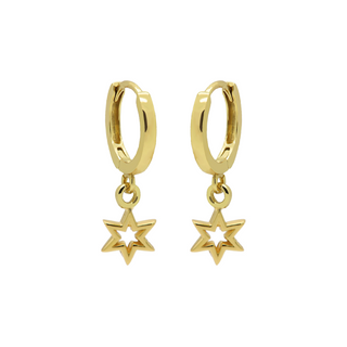 Kopen goud Karma hinged hoops symbool symbols 6 point open star