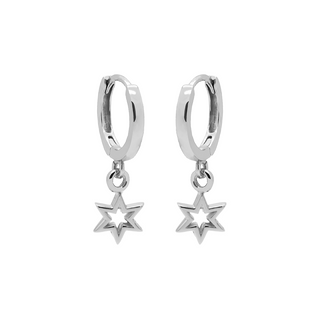 Kopen zilver Karma hinged hoops symbool symbols 6 point open star