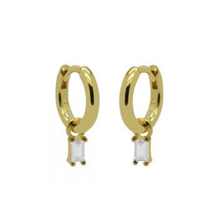 Koop gold Karma Earrings square baguette