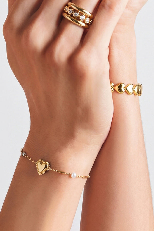Bijoutheek Armband (Sieraad) Fijn Hart Parel Steentje