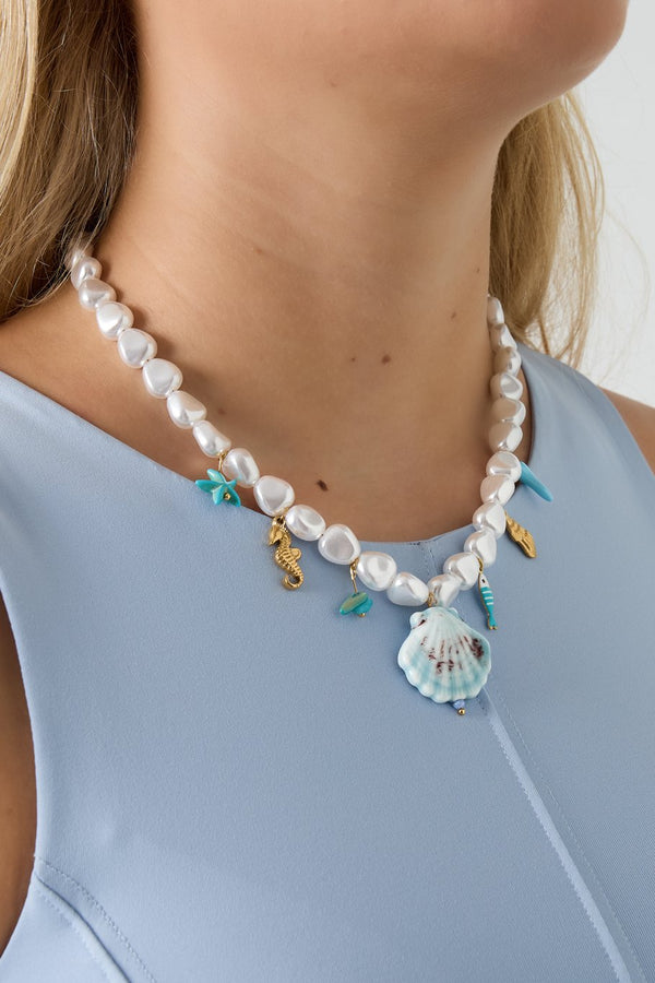 Bijoutheek Collier Zomer Parels Bedels Schelp