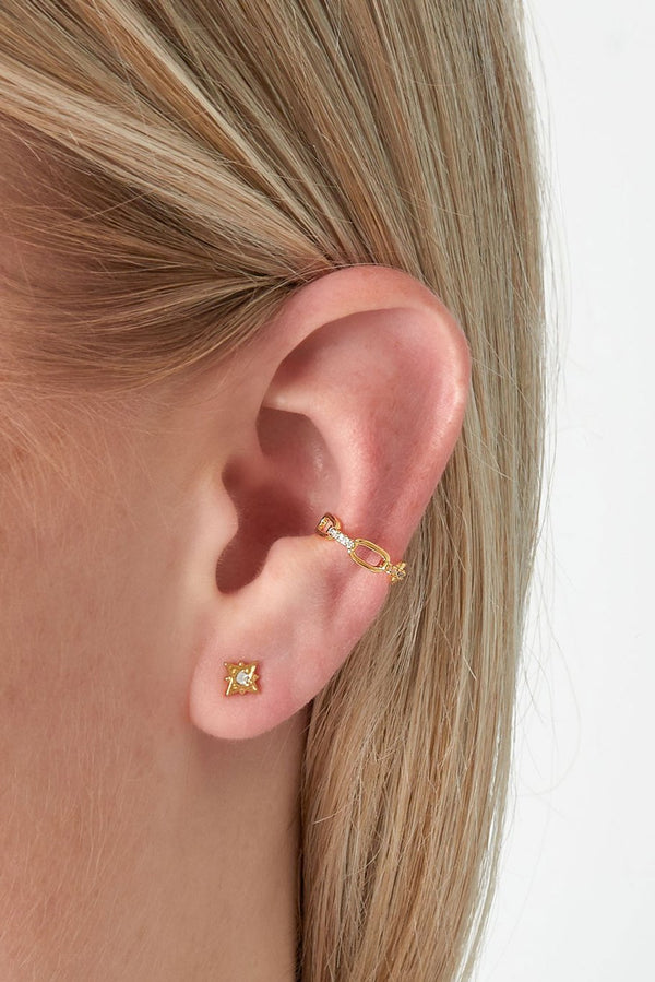 Bijoutheek Earcuff Schakel Ovaal Steentjes