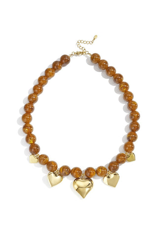 Kopen bruin-caramel Bijoutheek Collier Statement Kralen Harten