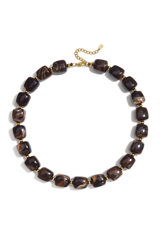 Bijoutheek Collier Kralen Grof Vierkant