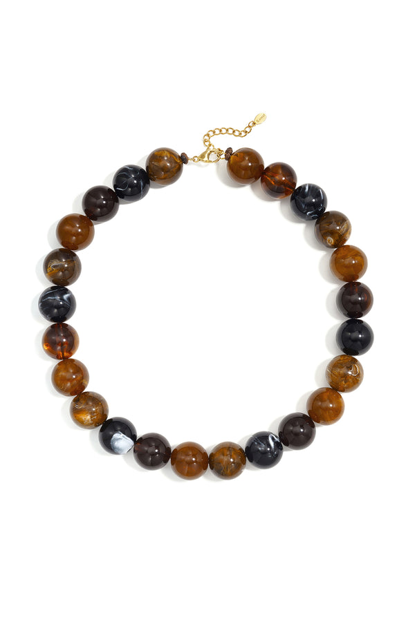 Bijoutheek Collier Kralen Rond Gemeleerd Grof