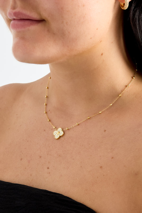 Bijoutheek Collier Balletjes Klaver Steentjes