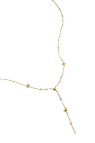 Kopen goudkleurig Bijoutheek Collier Y-Vorm Hartjes Steentjes