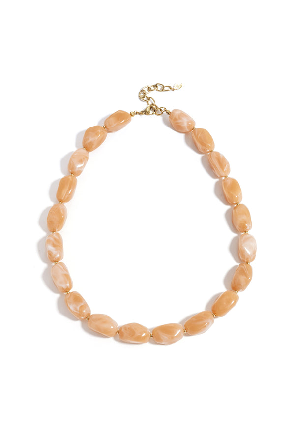 Bijoutheek Collier Organische Kralen Gemeleerd