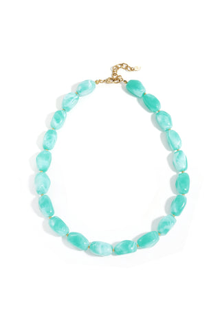 Kopen turquoise Bijoutheek Collier Organische Kralen Gemeleerd