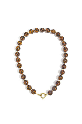 Bijoutheek Collier Kralen 14mm Leopard