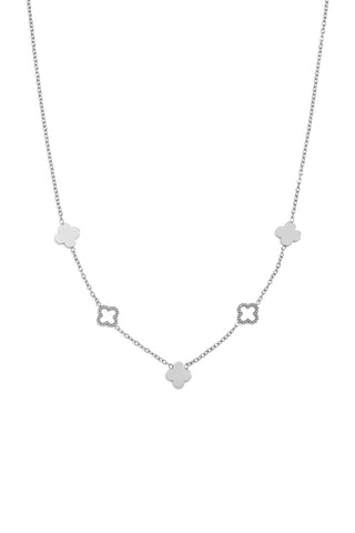 Kopen zilverkleurig Bijoutheek Collier Klavers Dicht Open