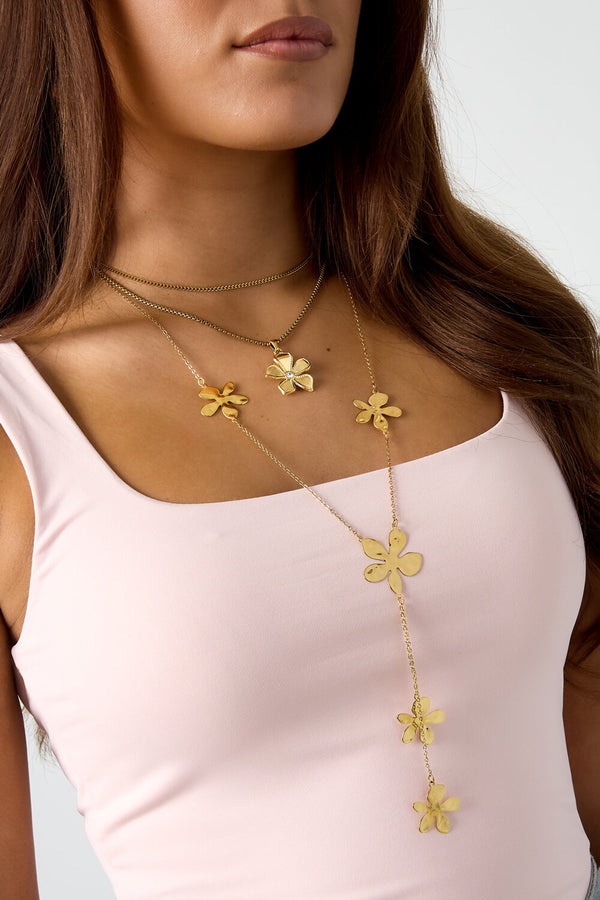 Bijoutheek Collier Lang Bloem Bedels
