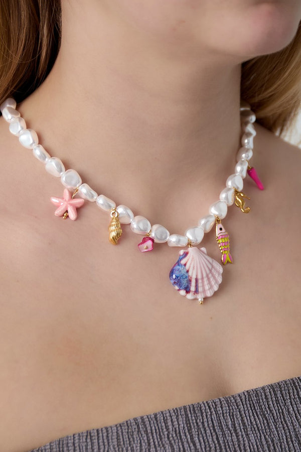 Bijoutheek Collier Zomer Parels Bedels Schelp