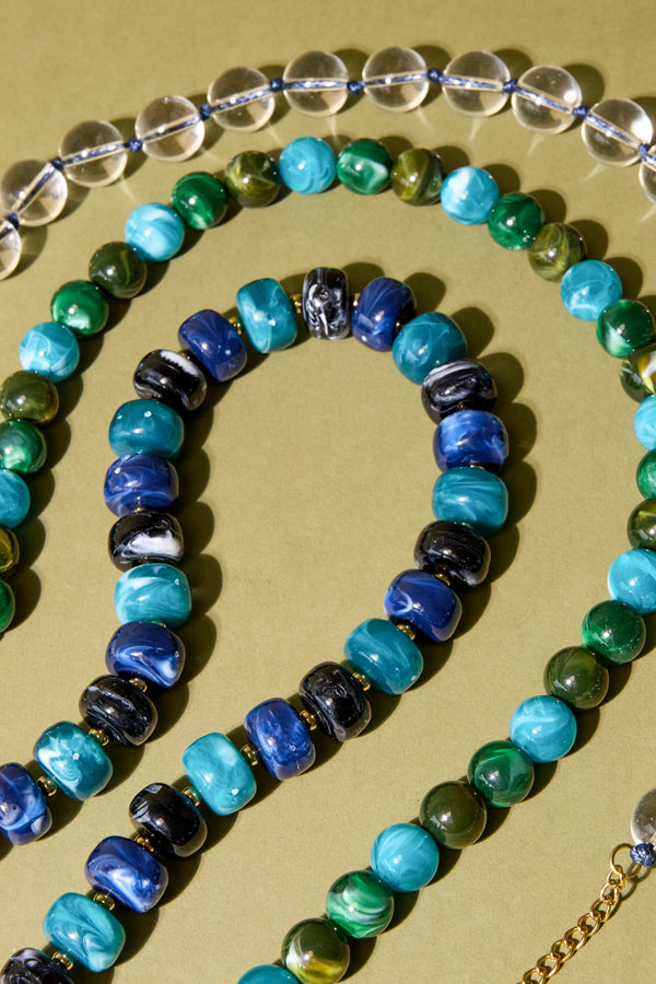 Bijoutheek Collier Rondellen Kralen Gemeleerd