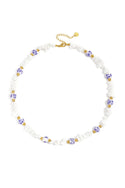 Bijoutheek Collier Zomer Kralen Wit Blauw