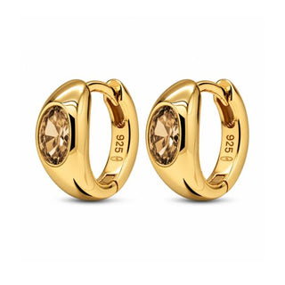 Karma Oorringen Hinged Hoops Solitaire Goldplated Champaign