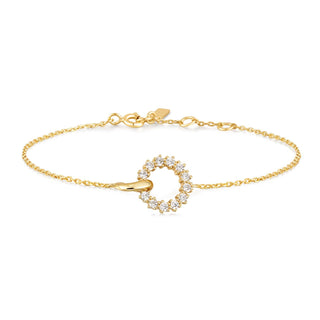 ANIA HAIE 925 Sterling Silver Tidal Abalone Crescent Link Bracelet (LENGTH: 16 -18.5CM)
