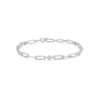 ANIA HAIE 925 Sterling Silber Gezeiten-Abalone-Halbmond-Gliederarmband (LÄNGE: 16–18,5 cm)