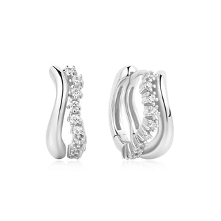 ANIA HAIE Miss Twinkle | Silver Sparkle Double Huggies Earrings