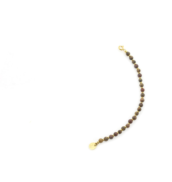 Solid Gold Edelsteen Tussenstuk Armband - Grass Flower Jaspis