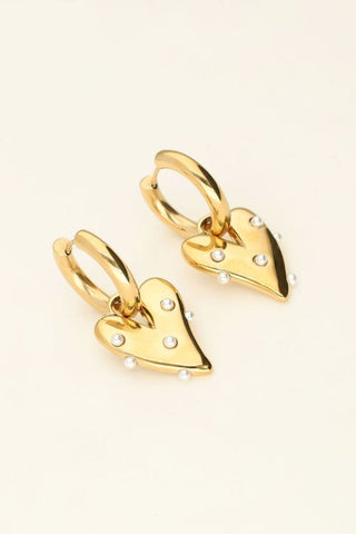 Koop gold My Jewelery Chunky earrings with mini flowers 