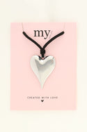 My Jewellery Zwarte koord ketting met groot hart bedel