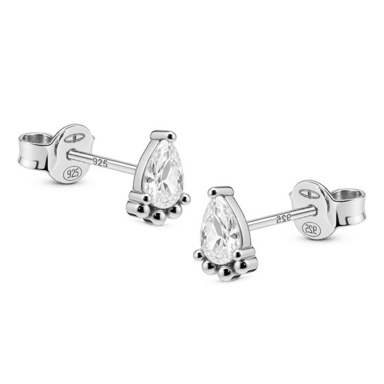 Karma Oorknoppen Zirconia Symbols Droplet Zilver