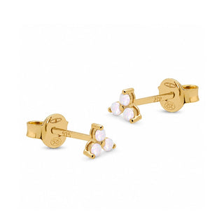 Karma Oorknoppen Zirconia Triple Flower Goldplated Opal White