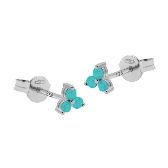 Karma Oorknoppen Zirconia Triple Flower Turquoise