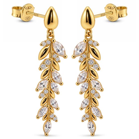 Karma Oorhangers Symbols XL Zirconia Blossom Ivy Goudkleurig