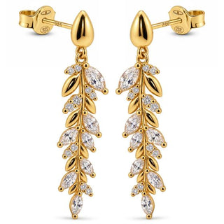 Karma Oorhangers Symbols XL Zirconia Blossom Ivy Goudkleurig
