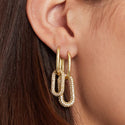 Yehwang Earrings Earring Two Oval Hoops Zirconia