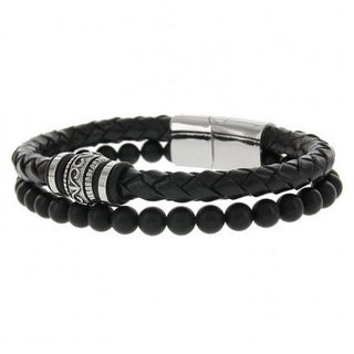 BARONG BARONG 14EA bracelet Leather and Beads black (21cm)
