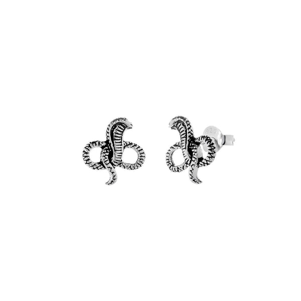 Silver stud earrings, cobra (3MM)