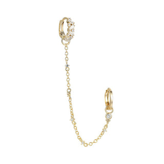 Dottilove Earrings double ring chain stones