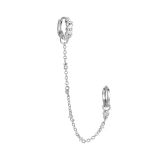 Koop silver Dottilove Earrings double ring chain stones