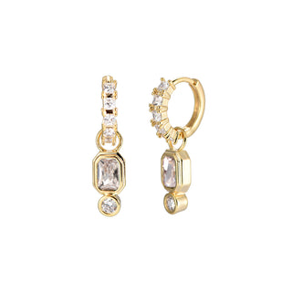 Koop gold Dottilove Earrings Square and Round Stone Crystal