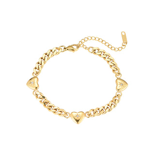 Koop gold Bijoutheek Bracelet (Jewelry) Link Hearts Zirconia