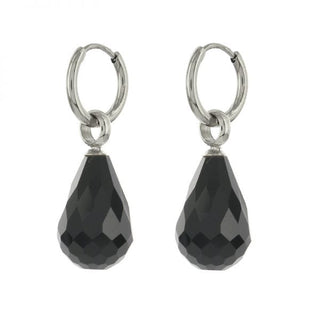 Kalli stainless steel earrings 1943 black stone drop (13mm)