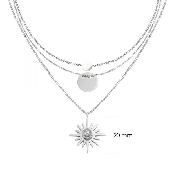 Yehwang Halskette dreifache Sonne Silber