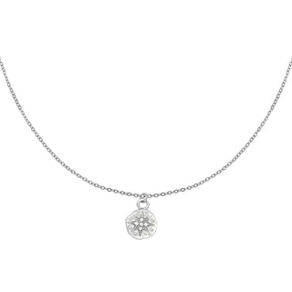 Yehwang Ketting hammered star strass zilver