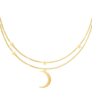 Koop gold Yehwang Necklace Double Moon Stars