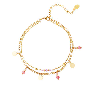 Koop pink Yehwang Ankle Jewelry Ice Blue Beads Discs Gold