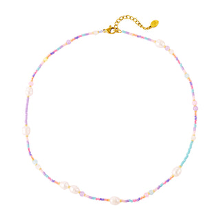 Yehwang Necklace Multi Colors Pastel And Pearls