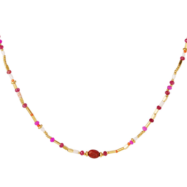 Yehwang Necklace Natural Stones Bordeaux